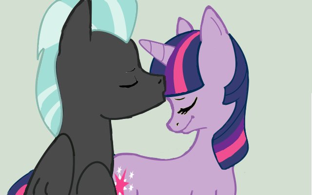 Size: 640x400 | Tagged: safe, artist:kikotori, derpibooru import, thunderlane, twilight sparkle, pegasus, pony, unicorn, eyes closed, female, kissing, male, mare, shipping, simple background, stallion, straight, twilane