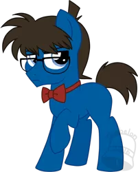 Size: 564x700 | Tagged: safe, artist:tambelon, derpibooru import, ponified, earth pony, pony, bowtie, colt, conan edogawa, crossover, detective conan, glasses, jimmy kudo, male, shinichi kudo, solo, watermark