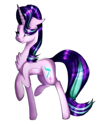 Size: 813x1041 | Tagged: safe, artist:xxmissteaxx, derpibooru import, starlight glimmer, pony, chest fluff, looking at you, raised hoof, simple background, smiling, solo, transparent background