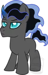 Size: 452x700 | Tagged: safe, artist:tambelon, derpibooru import, oc, oc:lucid dreams, unofficial characters only, pony, unicorn, blank flank, colt, male, offspring, parent:king sombra, parent:princess luna, parents:lumbra, simple background, solo, transparent background, watermark