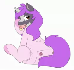 Size: 3356x3176 | Tagged: adult foal, artist:cuddlehooves, butt flap, cuddlehooves is trying to murder us, cute, derpibooru import, diaper, diaper fetish, footed sleeper, looking at you, oc, oc:vissy, onesie, pacifier, poofy diaper, sleepy, solo, suggestive, unofficial characters only