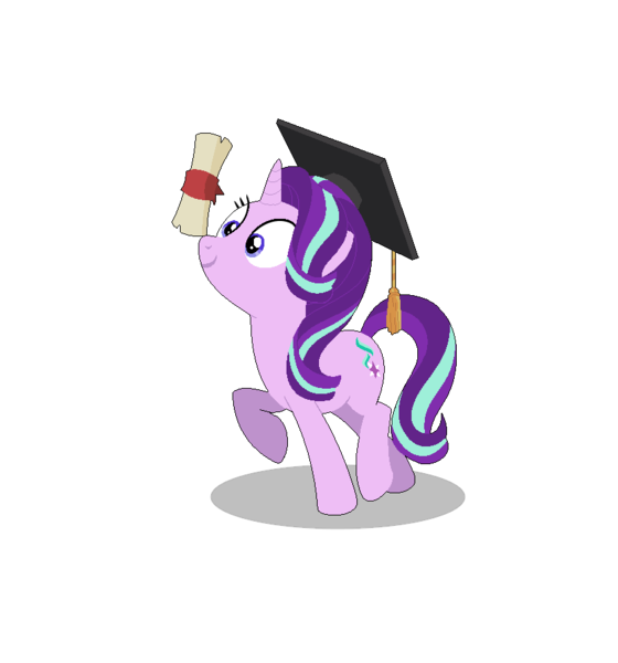 Size: 835x894 | Tagged: safe, artist:lavendus, derpibooru import, starlight glimmer, pony, unicorn, celestial advice, balancing, cross-eyed, cute, diploma, eyes on the prize, female, glimmerbetes, graduation cap, hat, mare, ponies balancing stuff on their nose, raised hoof, raised leg, scroll, simple background, smiling, solo, transparent background, wide eyes