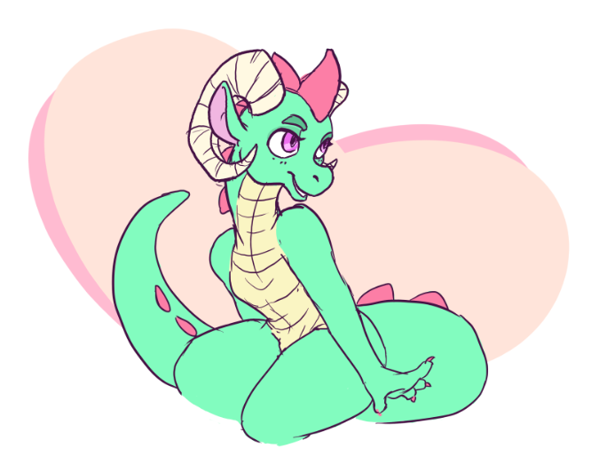 Size: 666x523 | Tagged: artist:purple-blep, derpibooru import, dragon, heart, oc, oc:tonic, safe, sitting, smiling, solo, unofficial characters only