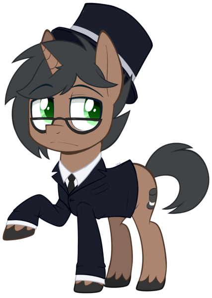 Size: 1780x2500 | Tagged: safe, artist:higgly-chan, derpibooru import, oc, oc:classy tophat, unofficial characters only, pony, unicorn, clothes, fancy, glasses, green eyes, hat, looking away, male, simple background, stallion, suit, top hat, transparent background