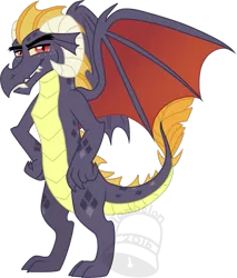 Size: 597x700 | Tagged: artist:tambelon, derpibooru import, dragon, male, oc, oc:scorch, offspring, parent:garble, parent:princess ember, safe, solo, unofficial characters only, watermark