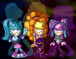 Size: 4381x3437 | Tagged: dead source, safe, artist:atomiclance, derpibooru import, adagio dazzle, aria blaze, sonata dusk, anthro, plantigrade anthro, equestria girls, rainbow rocks, absurd resolution, sonic the hedgehog (series), sonicified, the dazzlings