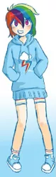 Size: 263x834 | Tagged: artist:applestems, clothes, cropped, derpibooru import, hoodie, human, humanized, rainbow dash, safe