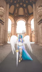 Size: 1216x2048 | Tagged: artist:annalynncosplay, clothes, cosplay, costume, crown, derpibooru import, female, human, irl, irl human, jewelry, photo, princess celestia, regalia, safe, solo, winged humanization, wings