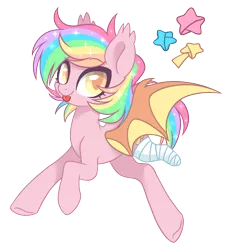 Size: 2205x2409 | Tagged: safe, artist:hawthornss, derpibooru import, oc, oc:paper stars, unofficial characters only, bat pony, pony, amputee, cute, cute little fangs, ear fluff, fangs, female, looking at you, mare, simple background, tongue out, transparent background, underhoof
