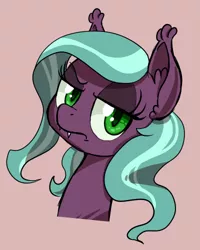 Size: 400x500 | Tagged: safe, artist:tehflah, derpibooru import, oc, oc:wicked ways, unofficial characters only, bat pony, pony, bust, lidded eyes, portrait, simple background, solo, unamused