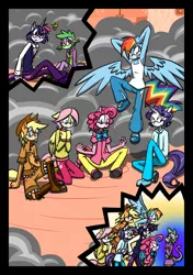 Size: 1550x2200 | Tagged: alicorn, anthro, applejack, applejack (male), armpits, artist:hoshinousagi, barb, bubble berry, butterscotch, clothes, comic, derpibooru import, dusk shine, elusive, fluttershy, mane seven, mane six, pinkie pie, prince dusk, rainbow blitz, rainbow dash, rarity, rule 63, safe, sonicified, sonic the hedgehog (series), spike, sweater, sweatershy, twilight sparkle, twilight sparkle (alicorn)