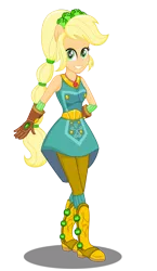 Size: 2608x4496 | Tagged: safe, artist:deannaphantom13, derpibooru import, applejack, equestria girls, legend of everfree, absurd resolution, boots, clothes, crystal guardian, freckles, gloves, hasbro, hasbro studios, high heel boots, ponied up, pony ears, ponytail, simple background, solo, standing, transparent background