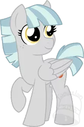 Size: 465x700 | Tagged: safe, artist:tambelon, derpibooru import, oc, oc:frostbite, unofficial characters only, pegasus, pony, female, mare, offspring, parent:blossomforth, parent:thunderlane, parents:blossomlane, simple background, solo, transparent background, watermark