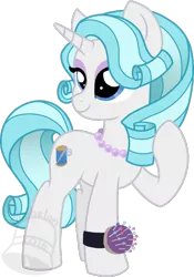 Size: 490x700 | Tagged: safe, artist:tambelon, derpibooru import, oc, oc:chiffon lace, unofficial characters only, pony, unicorn, female, jewelry, magical lesbian spawn, mare, necklace, offspring, parent:coco pommel, parent:rarity, parents:marshmallow coco, simple background, solo, transparent background, watermark