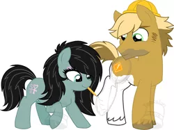 Size: 900x673 | Tagged: safe, artist:tambelon, derpibooru import, oc, oc:hoof work, oc:sappho, unofficial characters only, earth pony, pony, convention, drawing, female, hat, jenn blake, male, mare, pencil, ponysona, stallion, watermark