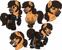 Size: 900x733 | Tagged: safe, artist:tambelon, derpibooru import, oc, oc:flintlock, unofficial characters only, earth pony, pony, clothes, male, scar, sketch, sketch dump, solo, stallion, watermark