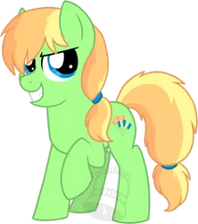 Size: 600x675 | Tagged: safe, artist:tambelon, derpibooru import, oc, oc:free fall, unofficial characters only, earth pony, pony, female, magical lesbian spawn, mare, offspring, parent:applejack, parent:rainbow dash, parents:appledash, watermark