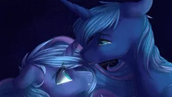 Size: 1920x1080 | Tagged: safe, artist:ebonytails, derpibooru import, princess luna, alicorn, pony, crying, female, floppy ears, male, mare, night, prince artemis, rule 63, self ponidox, stallion, stars