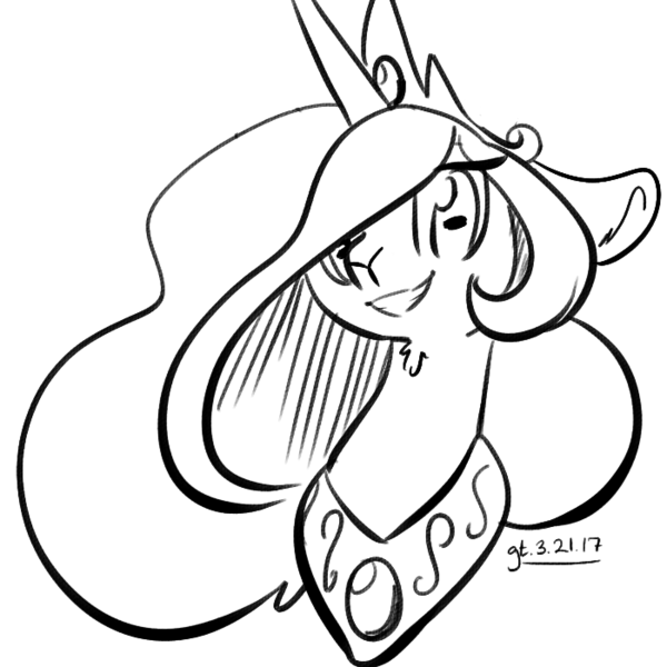 Size: 700x700 | Tagged: safe, artist:goat train, deleted from derpibooru, derpibooru import, princess celestia, goat, pony, bust, goatified, goatlestia, monochrome, portrait, simple background, smiling, solo, species swap, white background