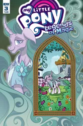 Size: 1054x1600 | Tagged: safe, artist:brendahickey, derpibooru import, idw, mistmane, pony, unicorn, legends of magic, spoiler:comic, spoiler:comiclom3, canterlot castle, comic cover, cover, curved horn, female, mare, old