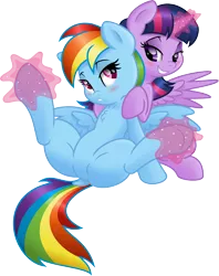 Size: 7000x8835 | Tagged: suggestive, artist:dfectivedvice, artist:kamyk962, derpibooru import, rainbow dash, twilight sparkle, twilight sparkle (alicorn), alicorn, pegasus, pony, absurd resolution, bedroom eyes, blushing, featureless crotch, female, grin, lesbian, magic, mare, shipping, simple background, sitting, smiling, spread legs, spread wings, spreading, telekinesis, transparent background, twidash, underhoof, vector