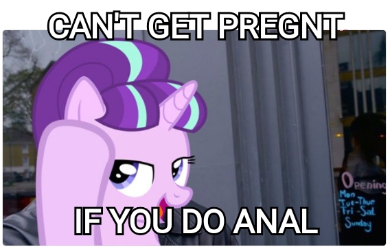 Size: 568x363 | Tagged: suggestive, derpibooru import, edit, starlight glimmer, pony, unicorn, bedroom eyes, dank memes, lidded eyes, meme, memelight glimmer, misspelling, open mouth, pregnt, roll safe, shitposting, solo, vulgar