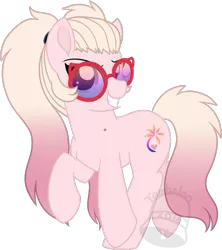 Size: 621x700 | Tagged: safe, artist:tambelon, derpibooru import, oc, oc:sunset, unofficial characters only, earth pony, pony, female, glasses, mare, solo, watermark