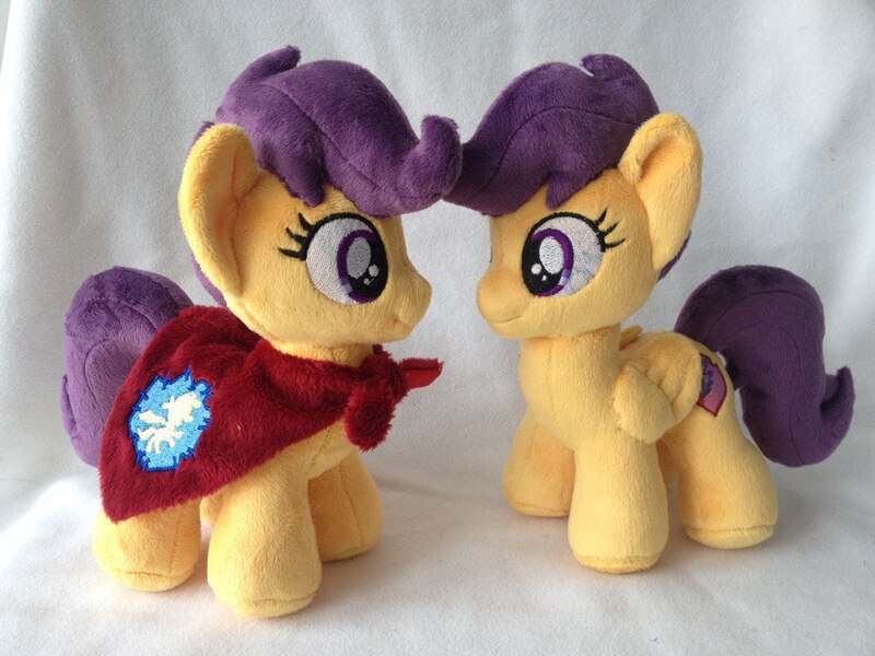 Size: 960x720 | Tagged: safe, artist:burgunzik, derpibooru import, scootaloo, pony, cape, clothes, cmc cape, irl, photo, plushie, self ponidox, solo