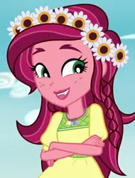 Size: 470x620 | Tagged: safe, derpibooru import, screencap, gloriosa daisy, equestria girls, legend of everfree, cropped, magical geodes, solo