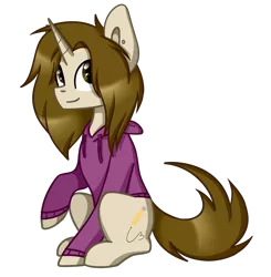 Size: 1411x1440 | Tagged: safe, artist:despotshy, derpibooru import, oc, oc:abby, unofficial characters only, pony, unicorn, clothes, female, hoodie, mare, raised hoof, simple background, sitting, solo, transparent background