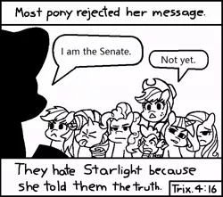 Size: 714x630 | Tagged: applejack, artist:threetwotwo32232, chick tract, derpibooru import, edit, emperor palpatine, exploitable meme, fluttershy, i am the senate, mane six, meme, most people rejected his message, pinkie pie, rainbow dash, rarity, revenge of the sith, safe, sheevposting, spike, starlight glimmer, star wars, twilight sparkle