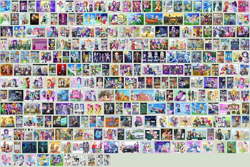 Size: 1200x802 | Tagged: safe, artist:uotapo, derpibooru import, adagio dazzle, aloe, applejack, aria blaze, babs seed, big macintosh, cheerilee, cheese sandwich, coco pommel, derpy hooves, flash sentry, fluttershy, gilda, indigo zap, lemon zest, lightning dust, little strongheart, lotus blossom, maud pie, pinkie pie, princess cadance, princess celestia, princess luna, rainbow dash, rarity, sci-twi, scootaloo, shining armor, sonata dusk, sour sweet, sugarcoat, sunflower (character), sunny flare, sunset shimmer, sweetie belle, trixie, twilight sparkle, twilight sparkle (alicorn), alicorn, bat pony, earth pony, pegasus, pony, unicorn, equestria girls, canoe, car, cheerimac, comic, female, flashimmer, flutterbat, male, mane six, plushie, race swap, self ponidox, shadow five, shipping, straight, twibat, wall of tags