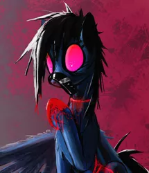 Size: 1358x1576 | Tagged: grimdark, artist:fenixdust, derpibooru import, oc, oc:elixir, unofficial characters only, pegasus, pony, blood, dark, female, mare, shocked, slit throat, solo, story included