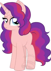 Size: 498x700 | Tagged: safe, artist:tambelon, derpibooru import, oc, oc:rose wine, unofficial characters only, pony, unicorn, female, filly, magical lesbian spawn, offspring, parent:starlight glimmer, parent:sunset shimmer, parents:shimmerglimmer, simple background, solo, transparent background, watermark