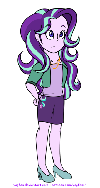 Size: 800x1500 | Tagged: safe, artist:yogfan, derpibooru import, starlight glimmer, equestria girls, clothes, high heels, jewelry, necklace, shirt, shoes, simple background, skirt, solo, transparent background