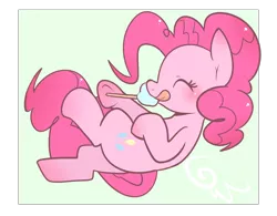 Size: 1280x1000 | Tagged: safe, artist:haden-2375, derpibooru import, pinkie pie, earth pony, pony, cotton candy, cute, diapinkes, eating, eyes closed, female, happy, hoof hold, lying down, mare, on back, simple background, solo, tongue out