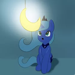 Size: 1280x1280 | Tagged: safe, artist:vell221, derpibooru import, princess luna, pony, cute, eye reflection, moon, open mouth, reflection, s1 luna, sitting, solo, tangible heavenly object