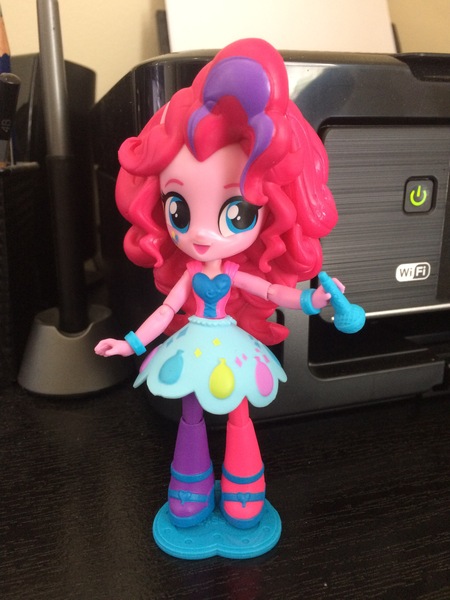 Size: 2448x3264 | Tagged: safe, artist:faerie-starv, derpibooru import, pinkie pie, equestria girls, rainbow rocks, alternative cutie mark placement, clothes, doll, equestria girls minis, high res, irl, microphone, mismatched socks, photo, rainbow rocks outfit, skirt, solo, toy