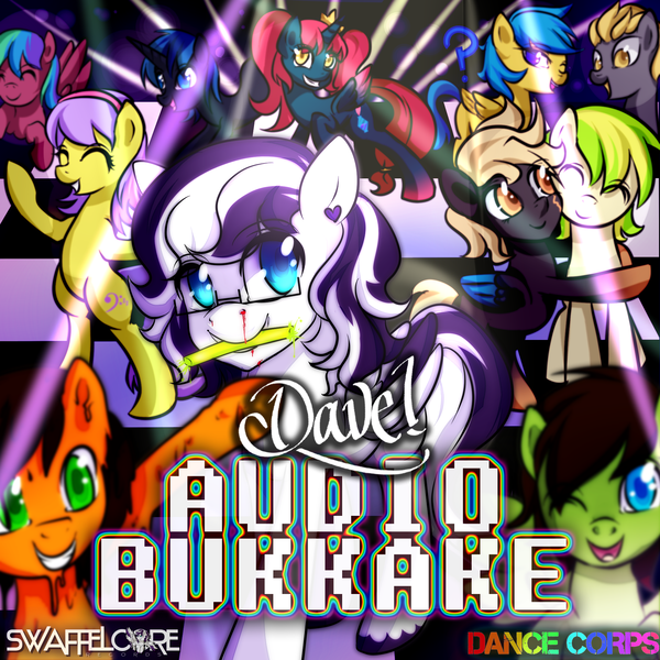 Size: 2000x2000 | Tagged: questionable, artist:twigileia, derpibooru import, oc, oc:davhors, unofficial characters only, alicorn, earth pony, pegasus, pony, unicorn, 2013, album cover, alicorn oc, audio bukkake, blood, breakcore, dancecore, ear piercing, gabber, glasses, glowstick, hardcore, icky, mashcore, music, nosebleed, piercing, rave, sc.dave!, schranz, speedcore, terrorcore