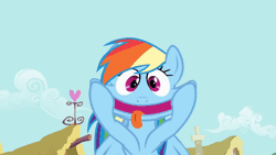 Size: 1200x675 | Tagged: safe, derpibooru import, screencap, rainbow dash, pony, a bird in the hoof, animated, gif, looking at you, loop, rainbow dash is best facemaker, silly, silly pony, solo, tongue out