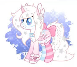 Size: 2852x2469 | Tagged: safe, artist:rish--loo, derpibooru import, oc, oc:pastel princess, unofficial characters only, pony, bridle, clothes, collar, feathered ears, female, hairpin, harness, heart eyes, long tail, mare, show accurate, small wings, socks, solo, stars, striped socks, tack, unibat, unshorn fetlocks, wingding eyes