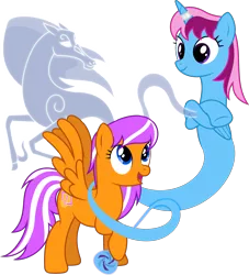 Size: 6400x7048 | Tagged: safe, artist:deratrox, artist:parclytaxel, derpibooru import, oc, oc:digidrop, oc:parcly taxel, oc:spindle, unofficial characters only, alicorn, genie, genie pony, ghost, pegasus, pony, windigo, albumin flask, .svg available, absurd resolution, alicorn oc, bottle, collaboration, crossed hooves, happy, horn ring, looking down, looking up, raised hoof, rubbing, simple background, smiling, spread wings, transparent background, transparent flesh, vector, windigo oc, wish