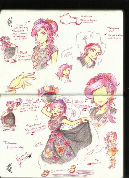 Size: 2550x3507 | Tagged: safe, artist:nayaasebeleguii, derpibooru import, fluttershy, equestria girls, clothes, dancing, dress, ear piercing, earring, headdress, jewelry, mexican, mexico, piercing, singing, spanish, traditional dress