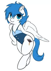 Size: 1280x1797 | Tagged: safe, artist:wickedsilly, derpibooru import, oc, unofficial characters only, pegasus, pony, bipedal, clothes, cute, female, looking at you, mare, ocbetes, one-piece swimsuit, smiling, solo, standing, swimsuit