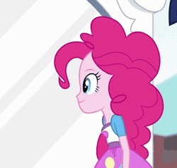 Size: 422x398 | Tagged: safe, derpibooru import, edit, edited screencap, screencap, pinkie pie, twilight sparkle, equestria girls, rainbow rocks, :o, animated, doctor who, exploitable meme, gif, grin, messy mane, open mouth, pinkie sticks her face into the portal meme, portal, silence, smiling