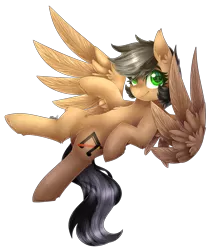 Size: 1685x1928 | Tagged: safe, artist:cloud-drawings, derpibooru import, oc, oc:artsong, unofficial characters only, pegasus, pony, commission, female, flying, green eyes, mare, simple background, smiling, solo, transparent background