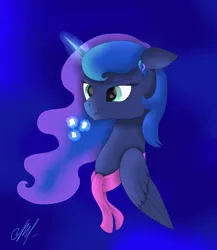 Size: 3340x3855 | Tagged: safe, artist:purplestar01, derpibooru import, princess luna, alicorn, pony, clothes, female, food, glowing horn, mare, popcorn, scarf, solo