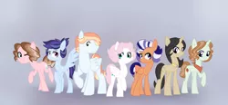 Size: 3650x1700 | Tagged: artist:theroyalartofna, derpibooru import, line-up, next generation, oc, oc:blair rich, oc:blizzard boom, oc:brucer, oc:connie confetti, oc:cosmos star, oc:elle smith, oc:vivi blueblood, offspring, parent:applejack, parent:cheese sandwich, parent:filthy rich, parent:flash sentry, parent:fluttershy, parent:pinkie pie, parent:prince blueblood, parent:rainbow dash, parent:rarity, parents:blueshy, parents:cheesepie, parents:flashlight, parent:soarin', parents:trenderjack, parents:zephdash, parent:trenderhoof, parent:twilight sparkle, parent:zephyr breeze, safe, unofficial characters only