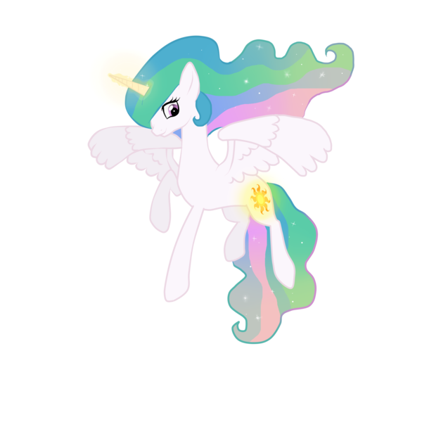 Size: 2000x2000 | Tagged: safe, artist:glenray35, derpibooru import, princess celestia, alicorn, pony, female, looking at you, magic, mare, raised hoof, simple background, solo, spread wings, transparent background