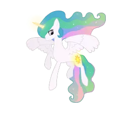 Size: 2000x2000 | Tagged: safe, artist:glenray35, derpibooru import, princess celestia, alicorn, pony, female, looking at you, magic, mare, raised hoof, simple background, solo, spread wings, transparent background